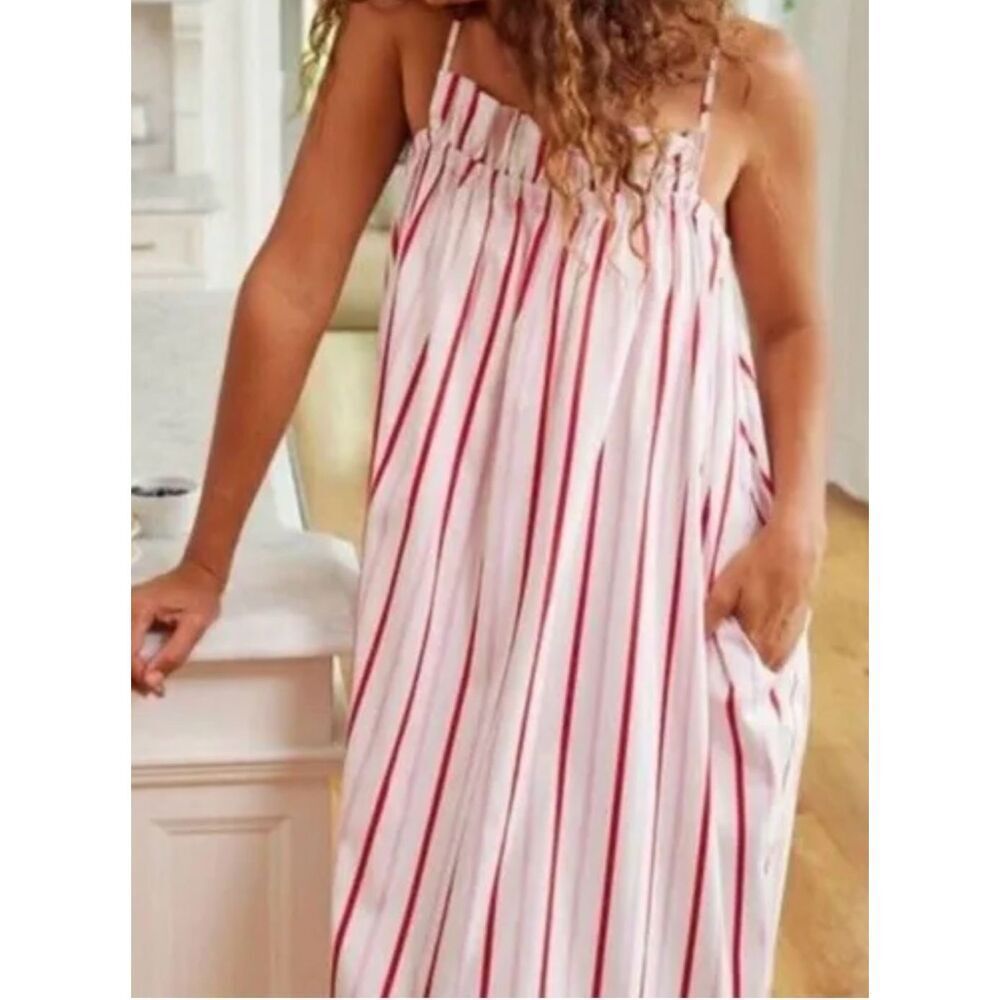 Chic Red and White Midi Dress with Elegant Design